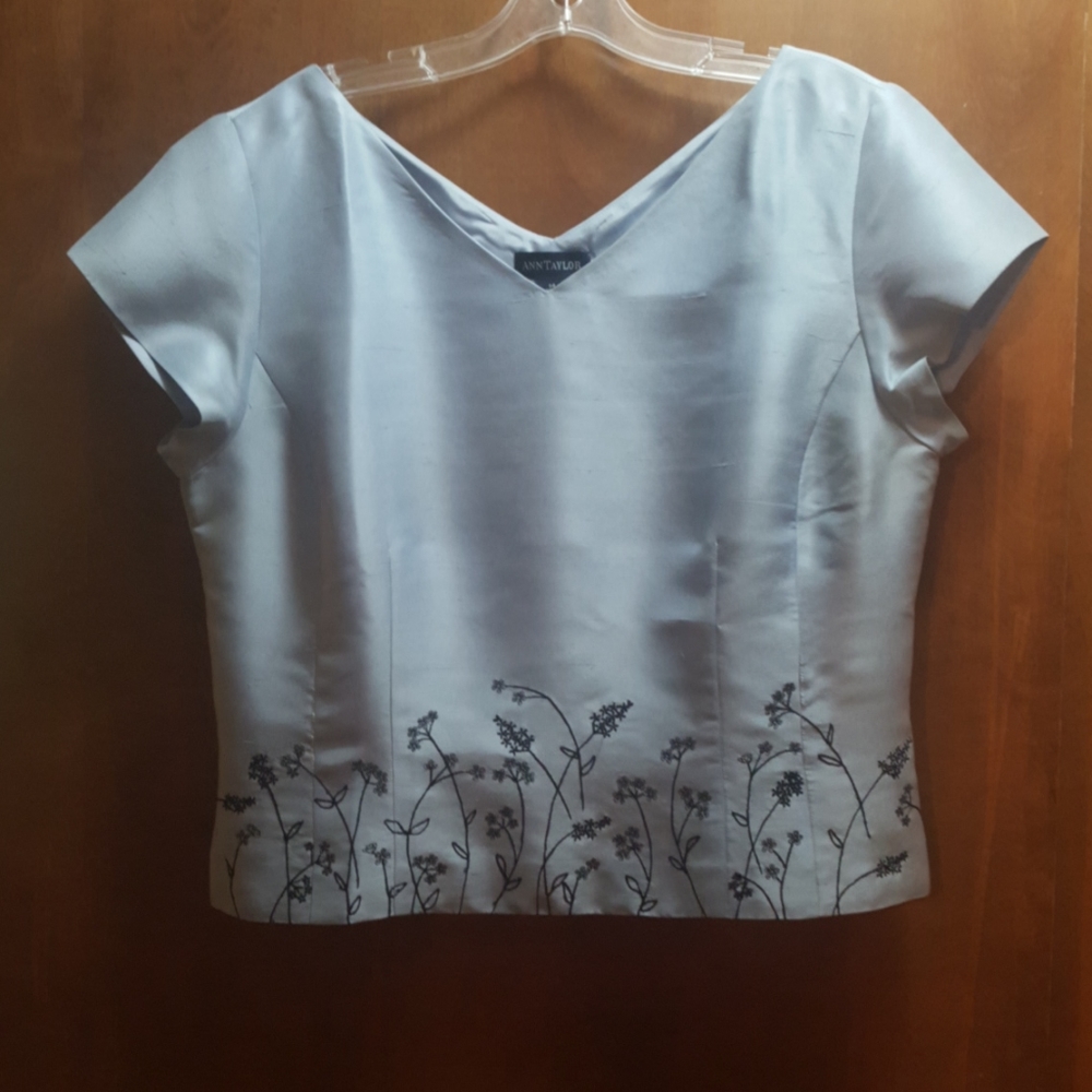 Ann Taylor Silk Embroidered Top